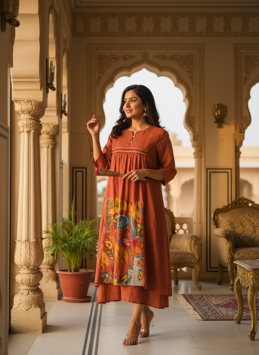 Rust Terra-Cotta Cotton Kurti