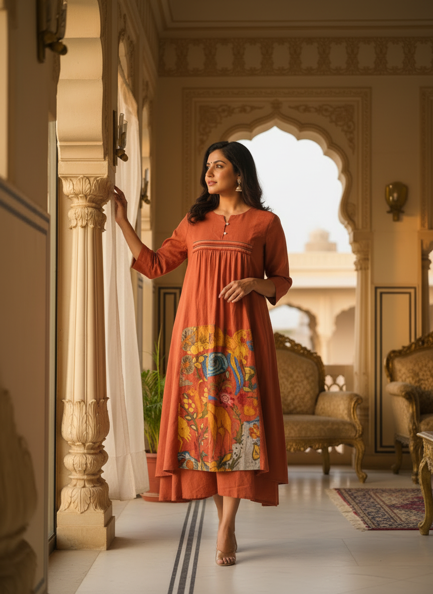 Rust Terra-Cotta Cotton Kurti