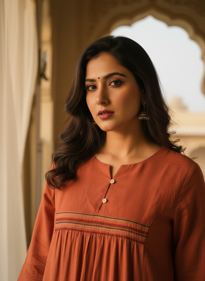 Rust Terra-Cotta Cotton Kurti