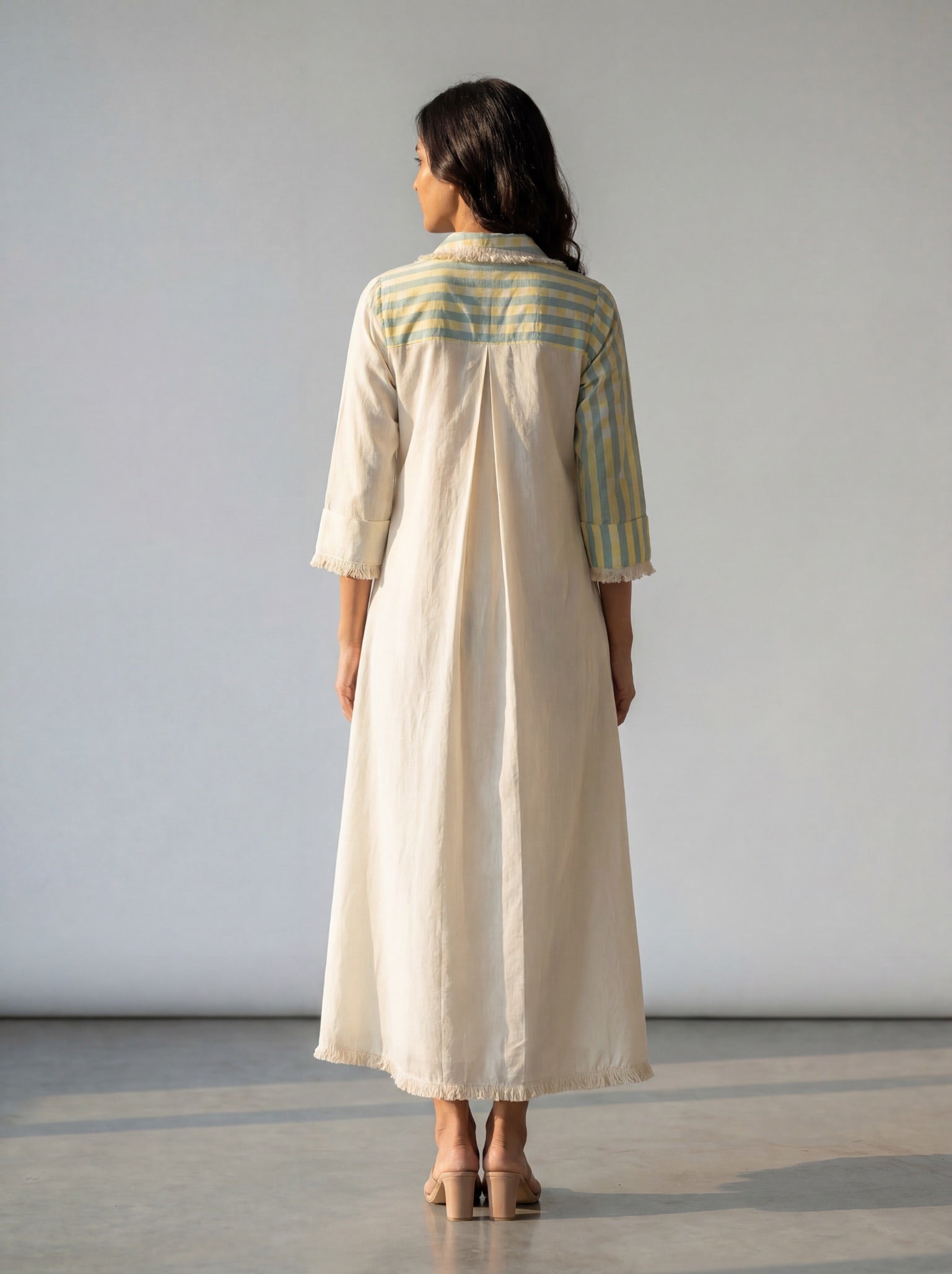 Pastel Breeze Cotton Shirt Drape Dress