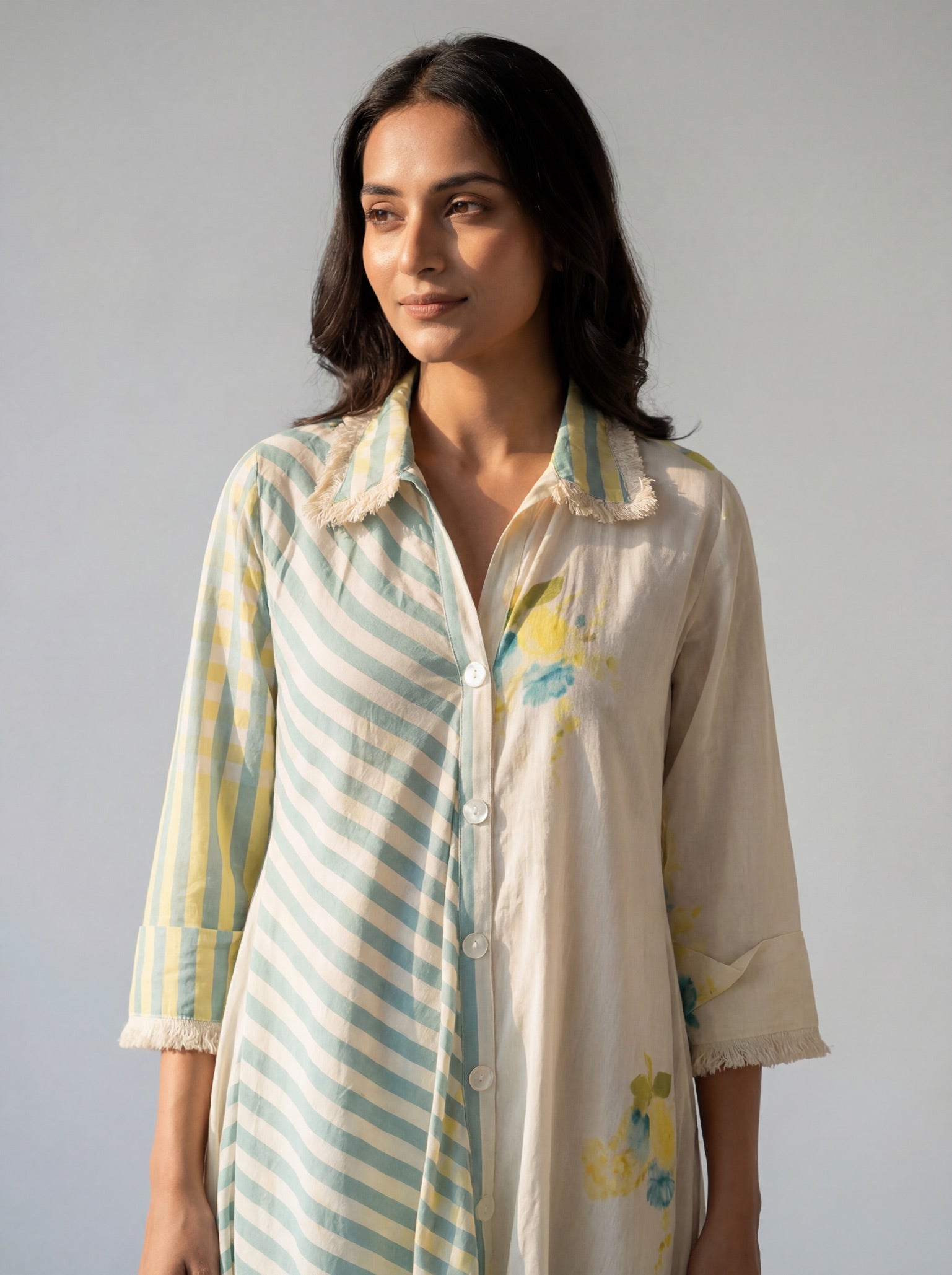 Pastel Breeze Cotton Shirt Drape Dress