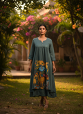 Sage Teal Cotton Kurti