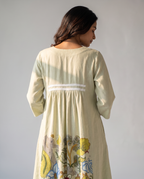 Ivory Bloom Painted Cotton Dress