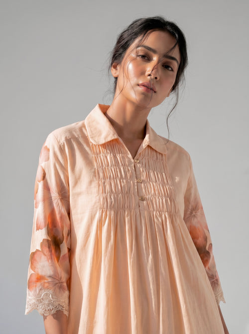 Peach Bloom Cotton Dress
