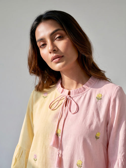 Blush & Butter Cotton Dress Dual Tone
