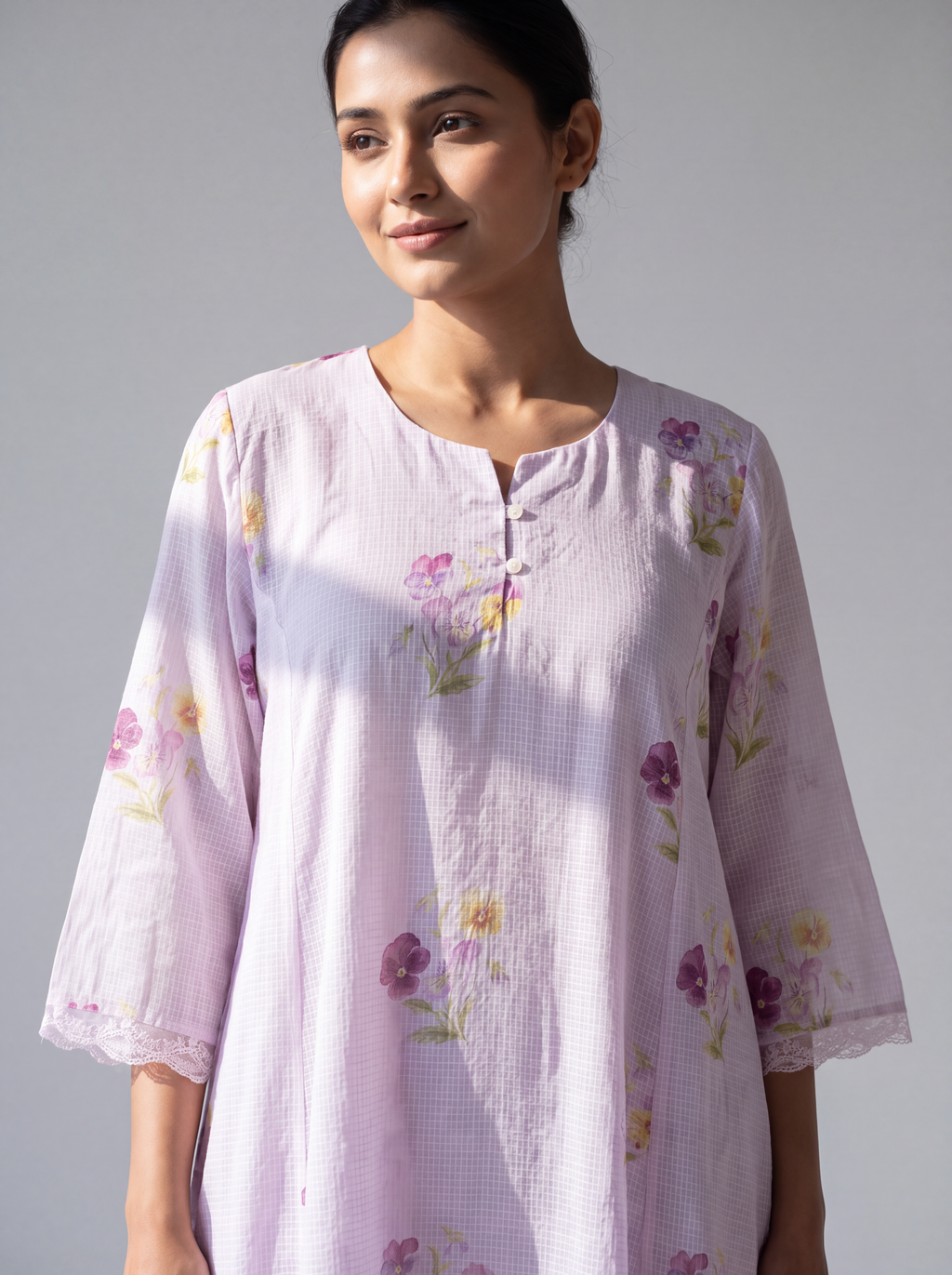 Lavender Floral Printed Maxi Dress