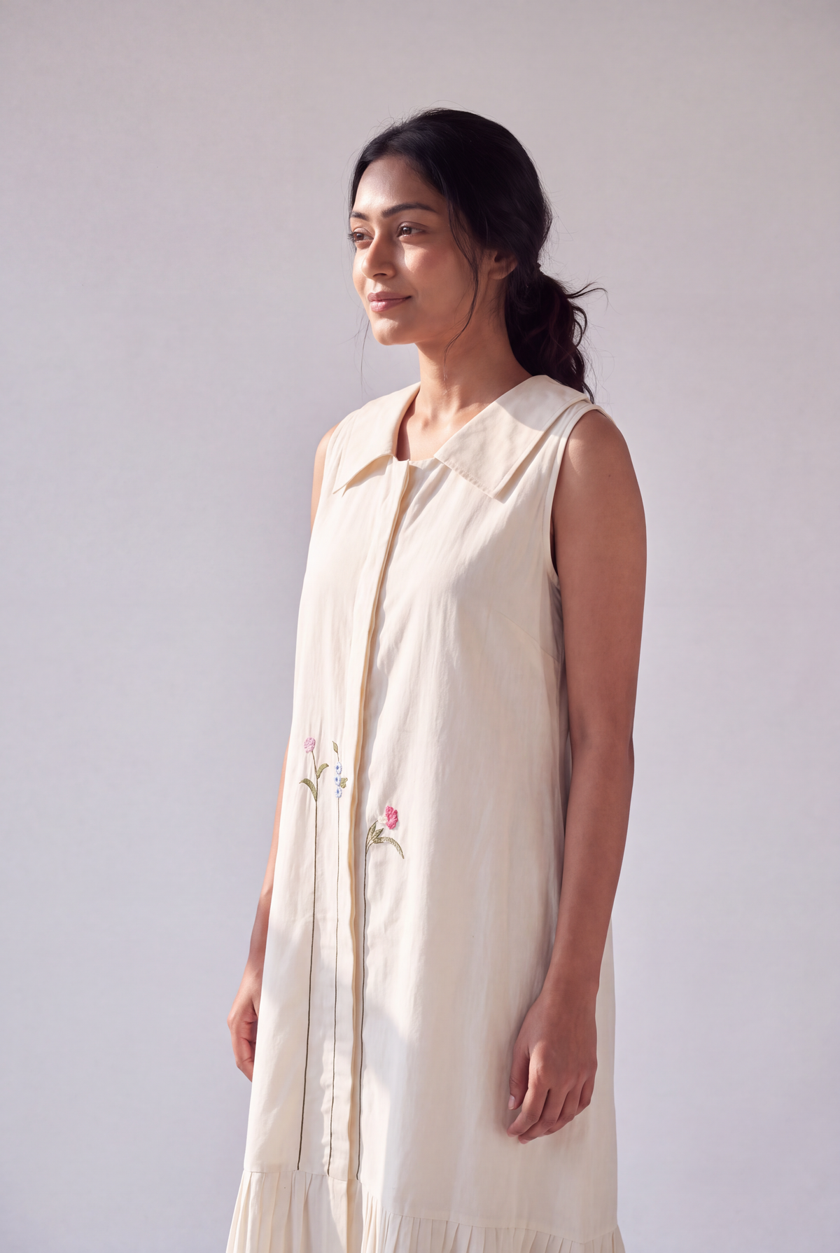 Ivory Floral Embroidered Dress