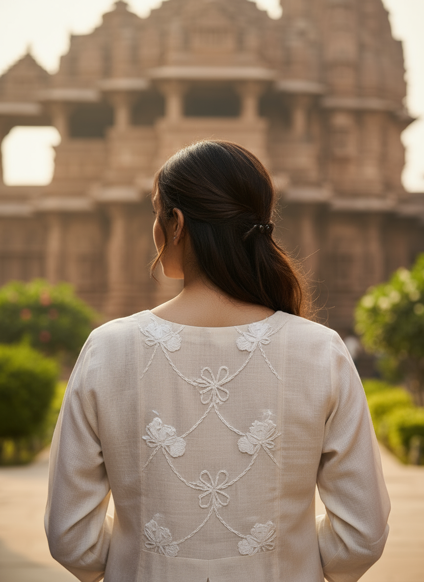 A-Line Kurti With A Rose Motif