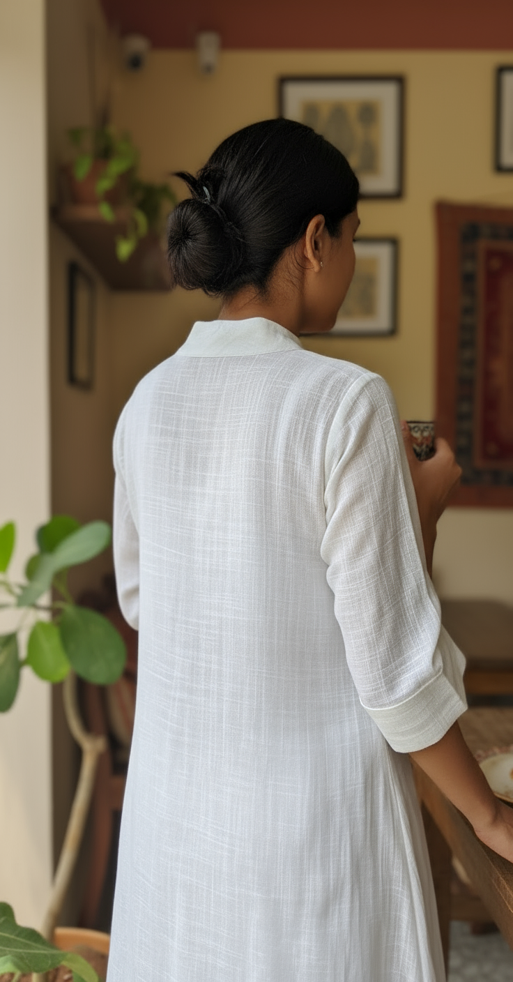 Minimalist High-Neck Cotton Dress