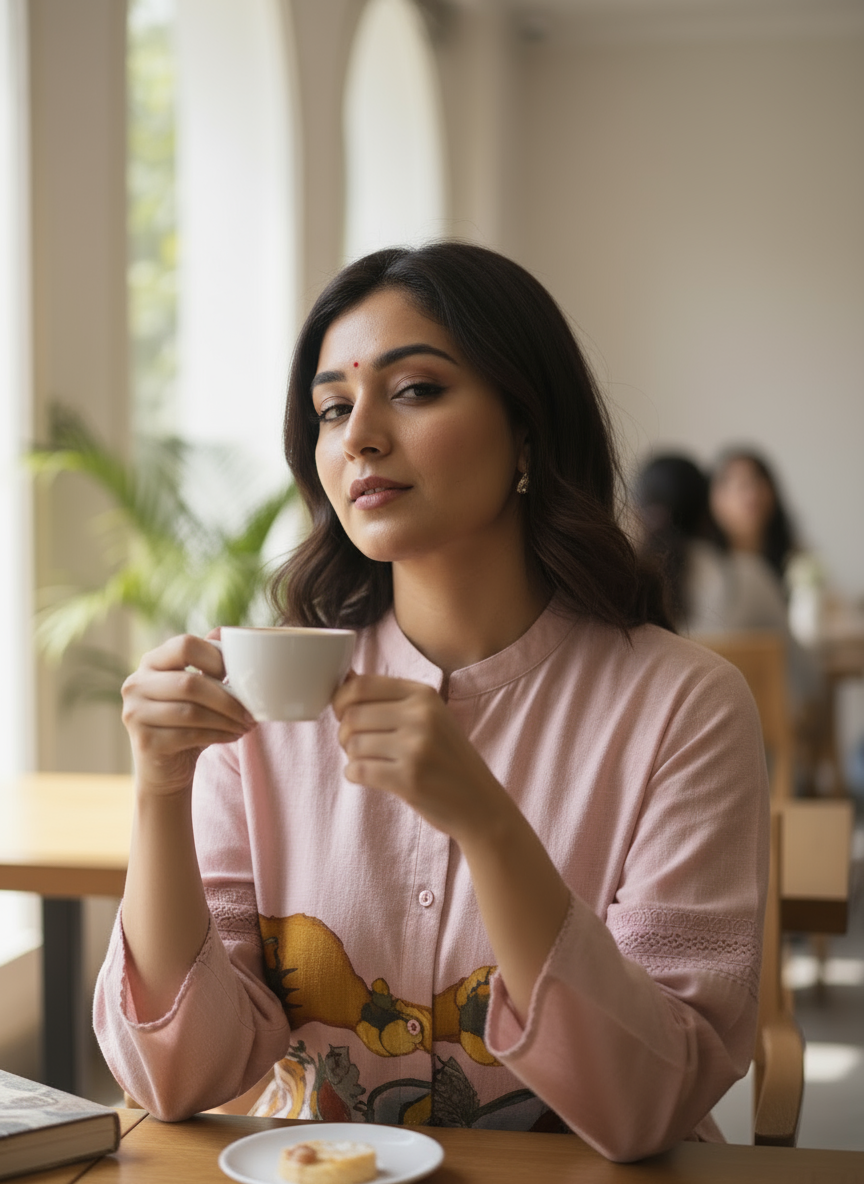 Pastel Pink Folk Art Kurti Set