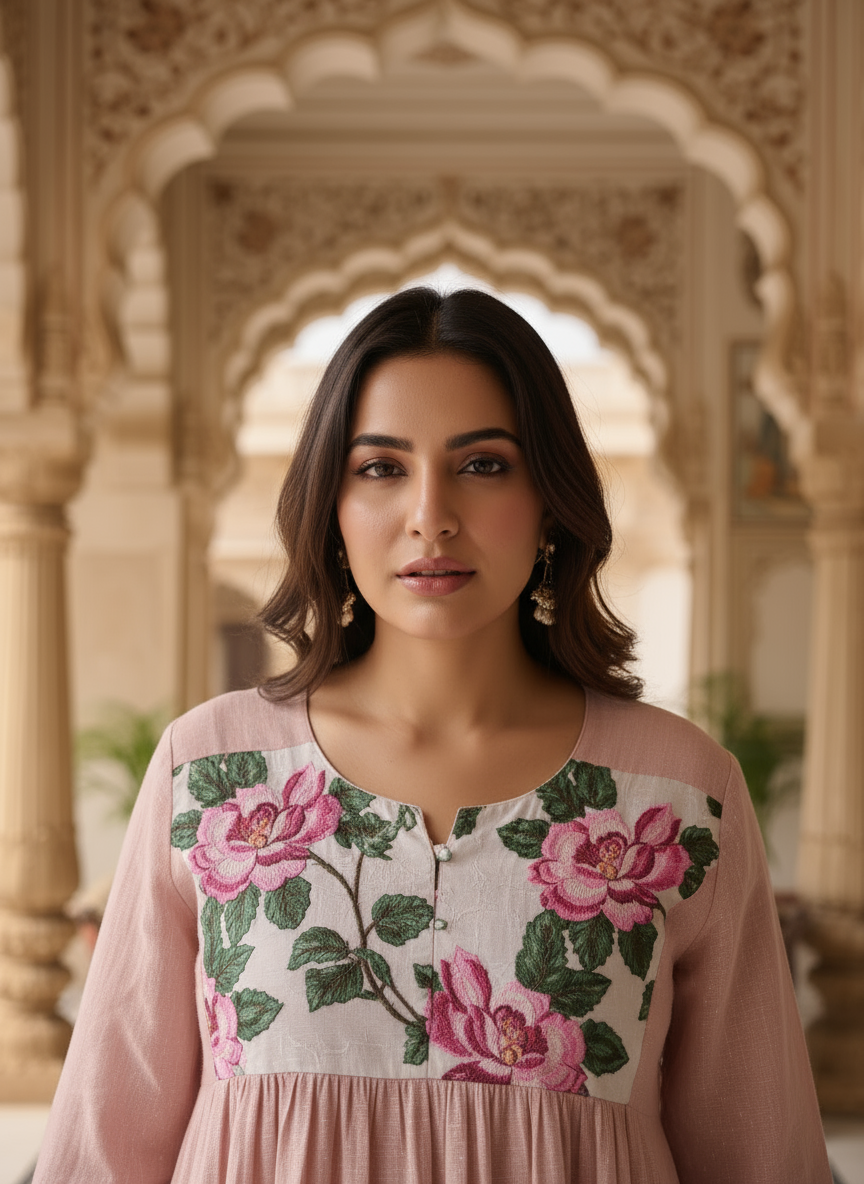 Blush Rose A-Line Kurti