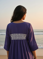 Cotton Dress with Hand-Painted Kalamkari Yoke