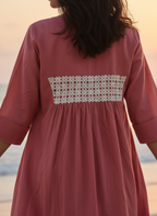 Cotton Dress with Hand-Painted Kalamkari Yoke