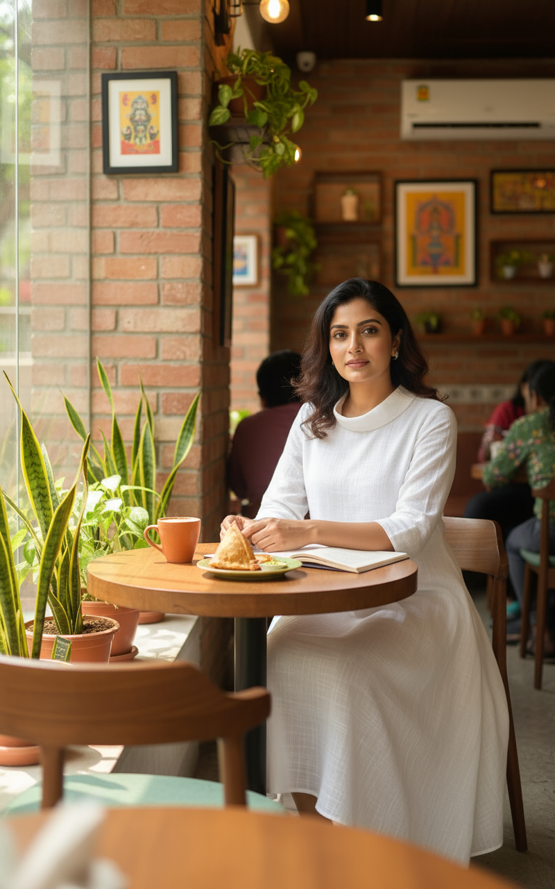 Minimalist High-Neck Cotton Dress
