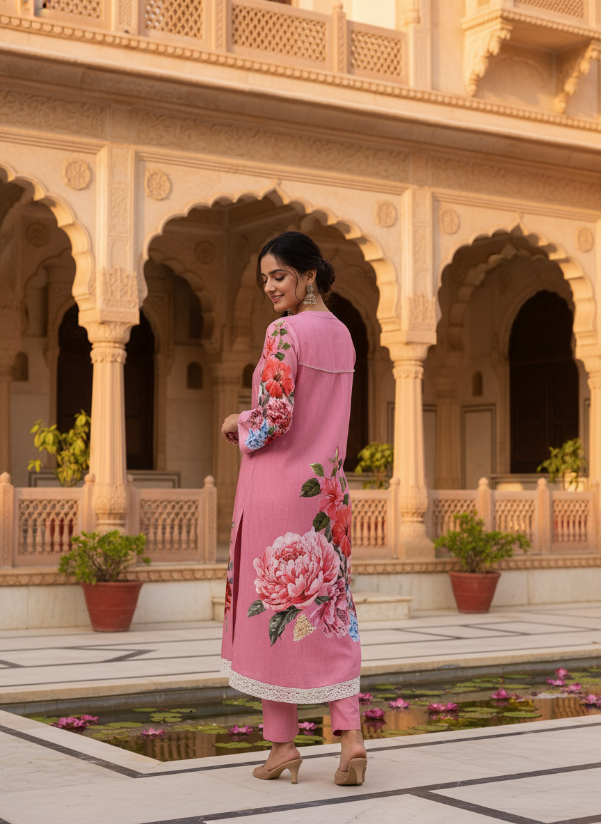 Blossoms in Pink Floral Ensemble
