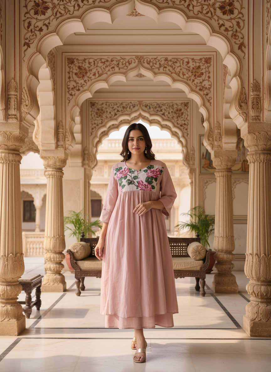 Blush Rose A-Line Kurti
