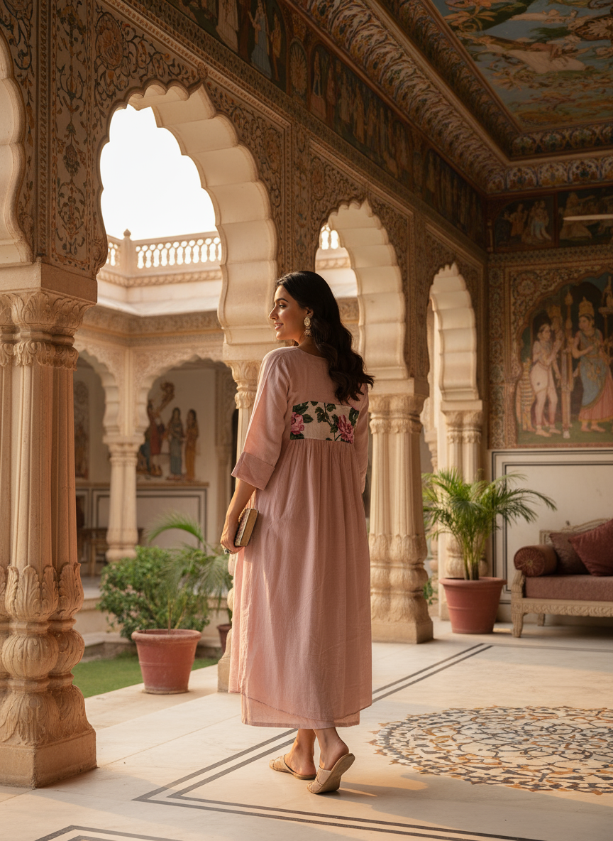 Blush Rose A-Line Kurti