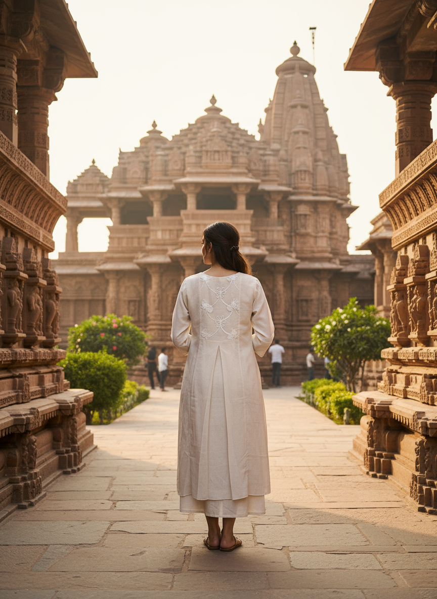 A-Line Kurti With A Rose Motif