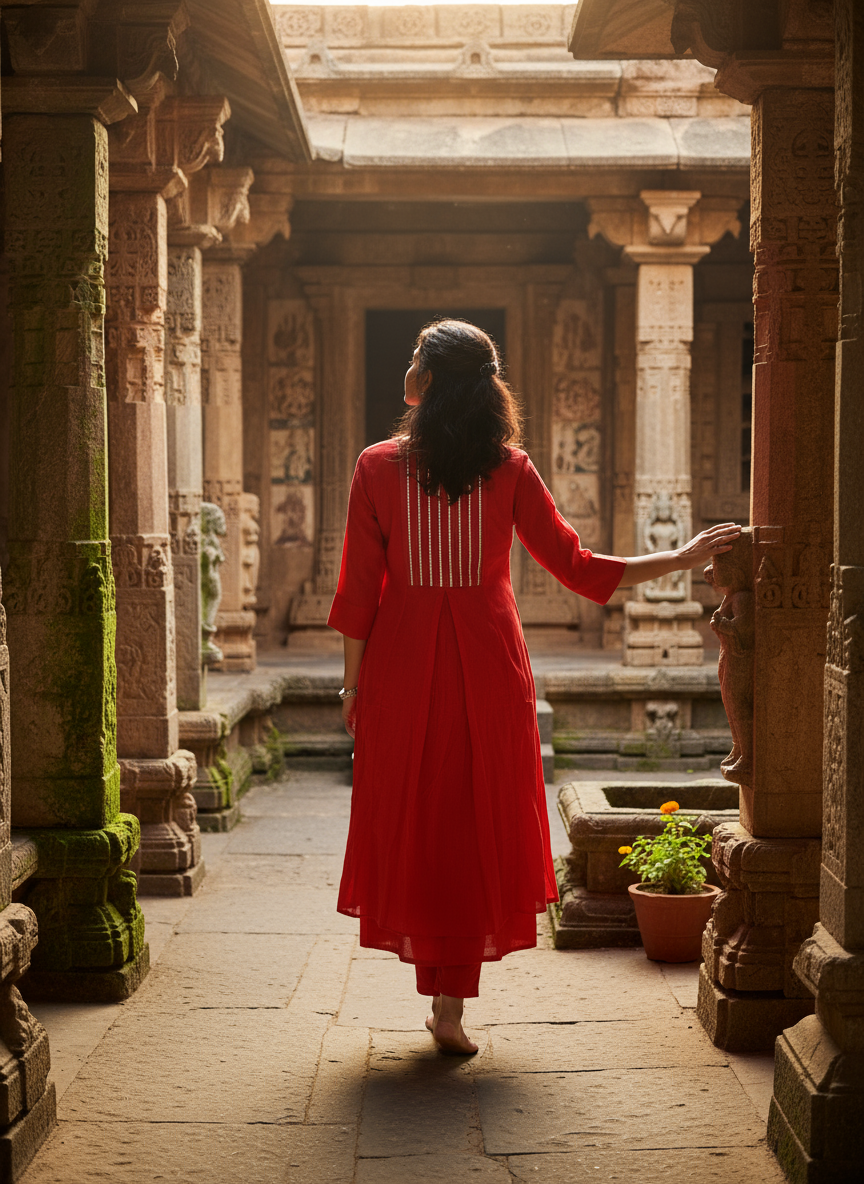 Floral A-Line Kurti With A Rose Motif