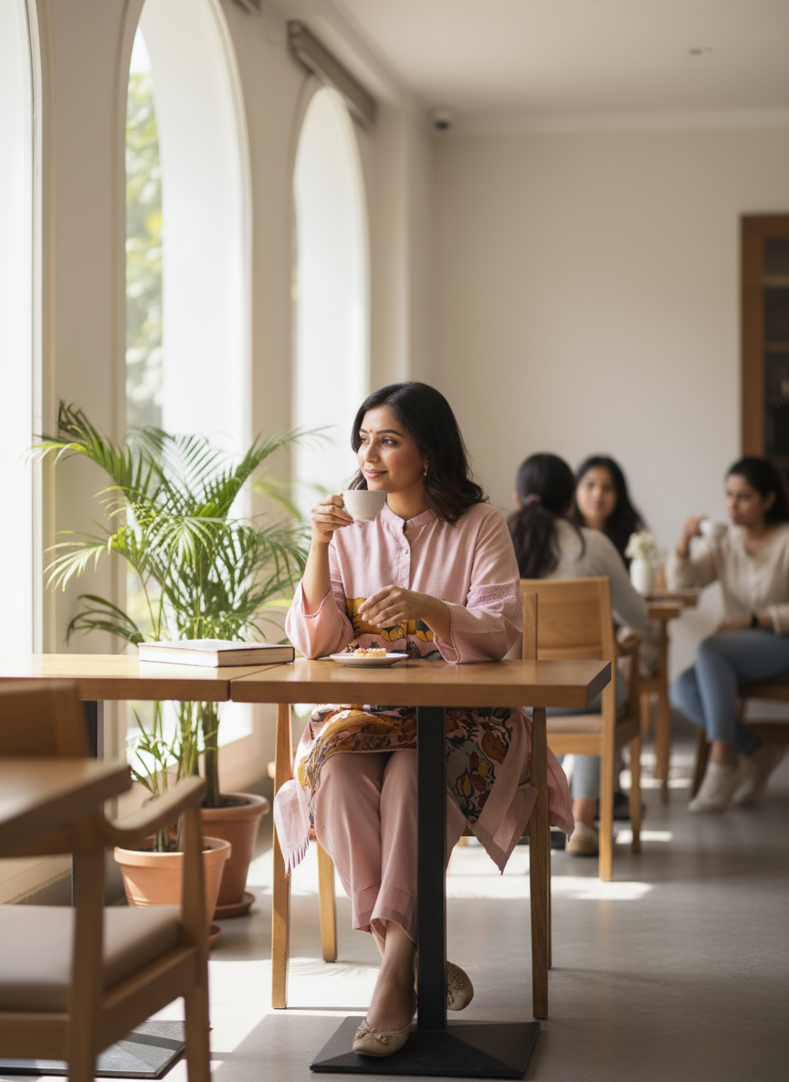Pastel Pink Folk Art Kurti Set