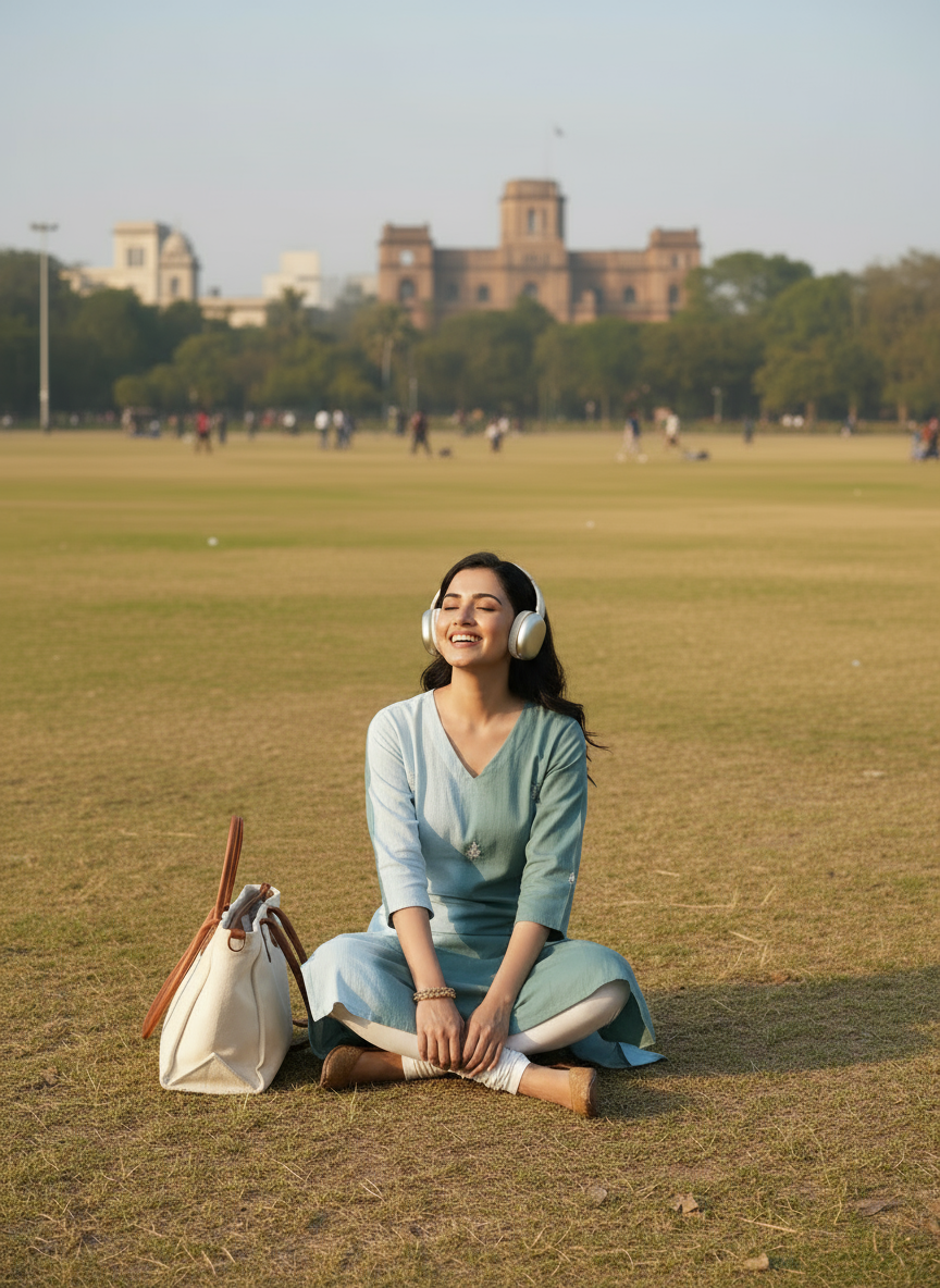 Two-Tone V-Neck Kurti With Pants