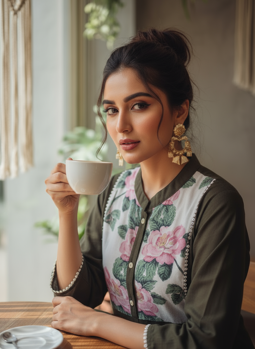 Floral Embroidered Cotton Kurti