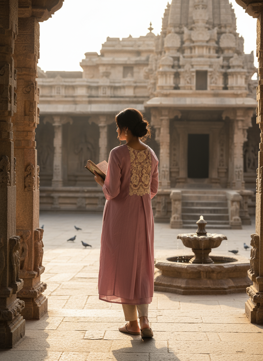 Floral A-Line Kurti With A Rose Motif