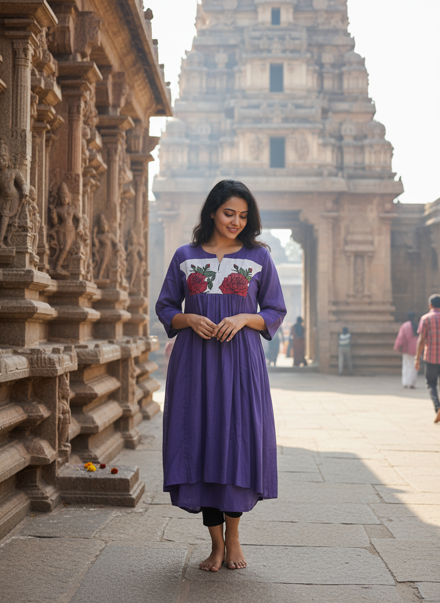 Vintage Rose A-Line Kurti