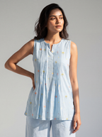 Powder Blue Embroidered Cotton Co-Ord Set
