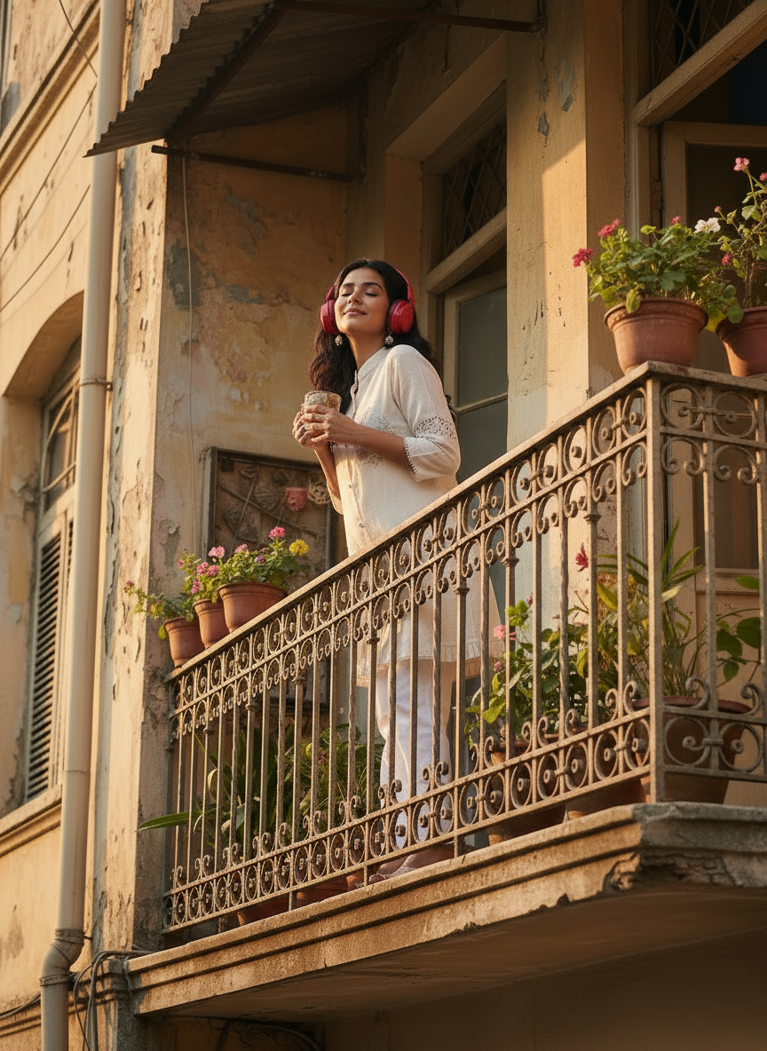 Ivory Embroidered Short Kurti with Lace Detailing With Pants