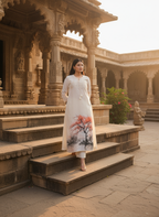 Off-White Hand-Painted Kurta Set